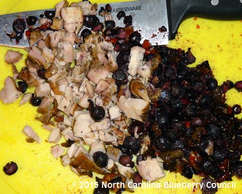 image: chopped leftover chicken blueberry fajitas
