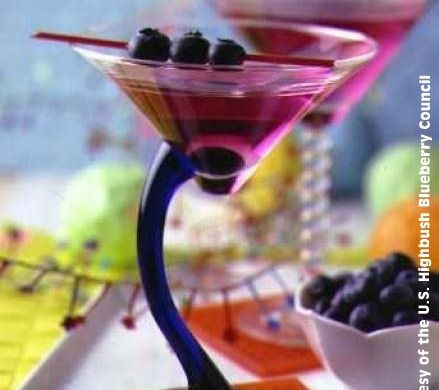 image: Blueberry infused martini-like drink image courtesy of the U.S. Highbush Blueberry Council