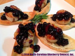 Scallop Crostini with Rosemary Blueberry Sauce